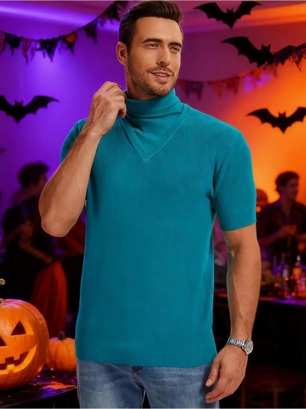 Men's Minecraft Steve Sweater Costume - Cosplay M